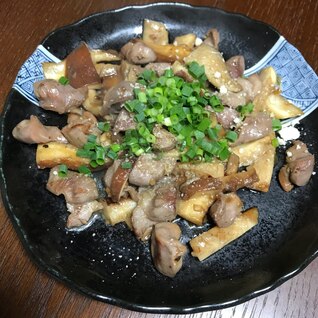 おつまみに。砂ずり(砂肝)としいたけの炒め物